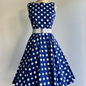 Vintage Inspired dress  Polka Dot  Swing Dress Holiday  Hepburn