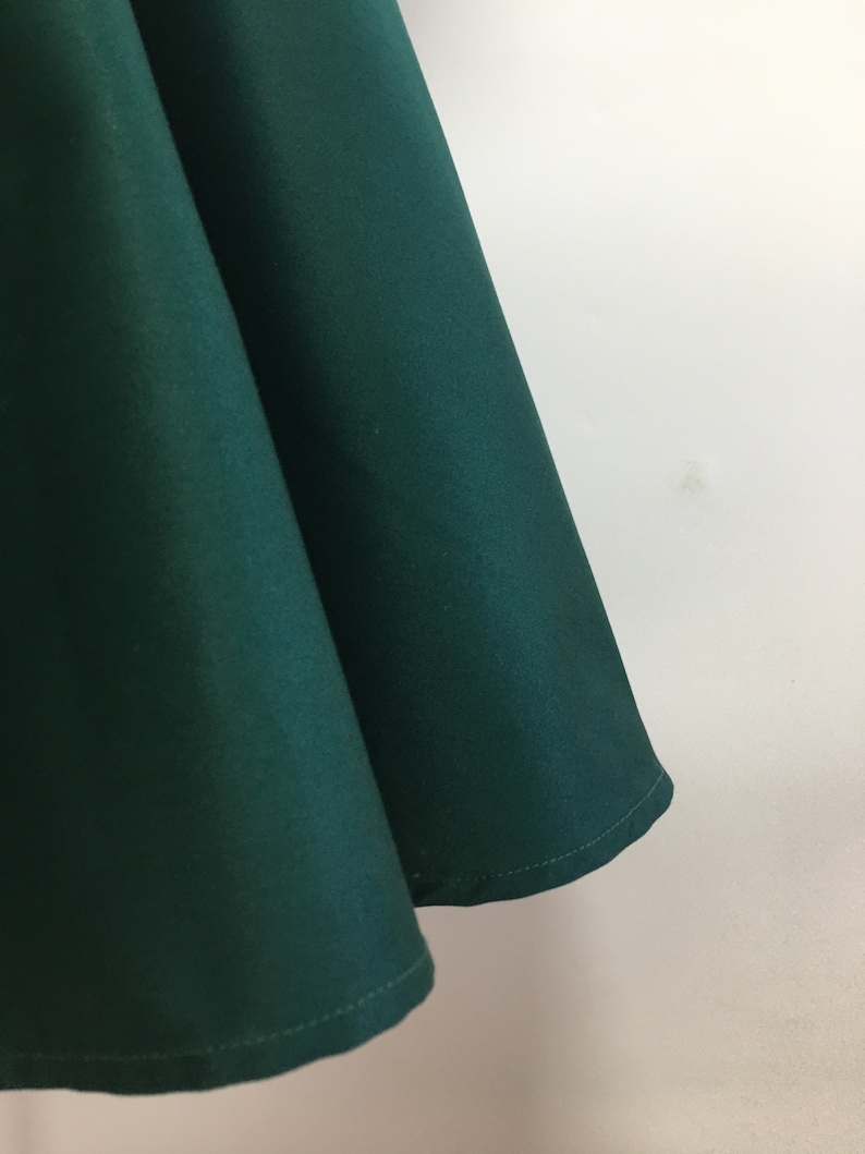 Robe trapèze en coton de haute qualité, robe de noël, robe de vacances, robe en coton vert chasseur image 5