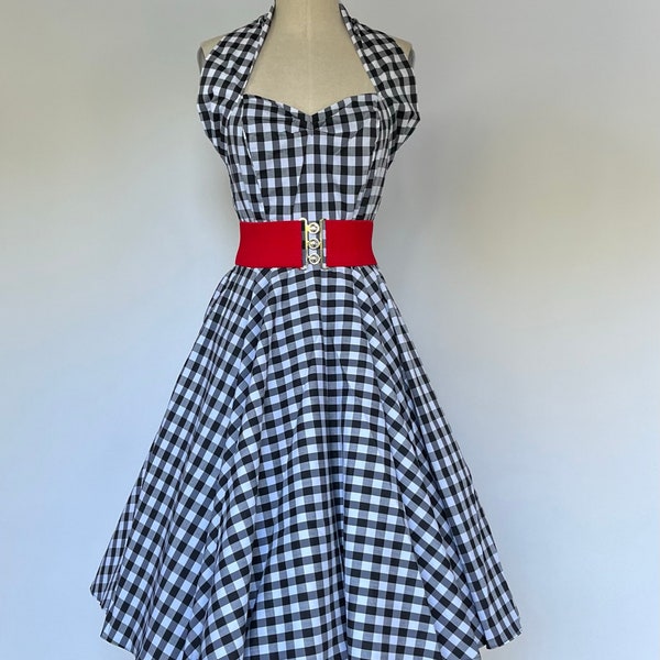 Vintage Inspired dress  Halterneck Swing Dress Gingham