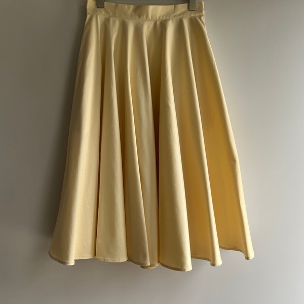 1950s  High Quality Cotton Midi Full Circle Swing skirt  with pockets  Custom made Betty Yellow #8