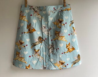 90s Inspired Puppy Love Retro skirtNovelty Print Skirt Novelty  Skirt