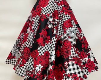 1950s  High Quality Cotton Midi Full Circle Swing skirt  pocket -  Betty