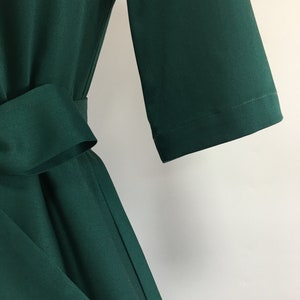 Robe trapèze en coton de haute qualité, robe de noël, robe de vacances, robe en coton vert chasseur image 4