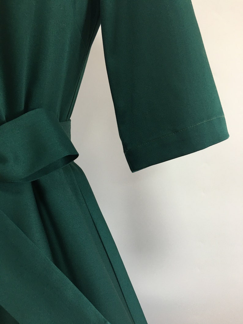 Robe trapèze en coton de haute qualité, robe de noël, robe de vacances, robe en coton vert chasseur image 4
