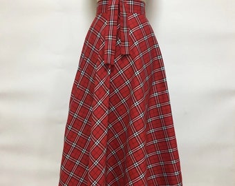 Red tartan maxi skirt 2025