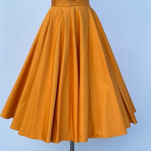 1950s  High Quality Cotton Midi Full Circle Swing skirt  with pockets in Pumpkin Custom made Betty #200