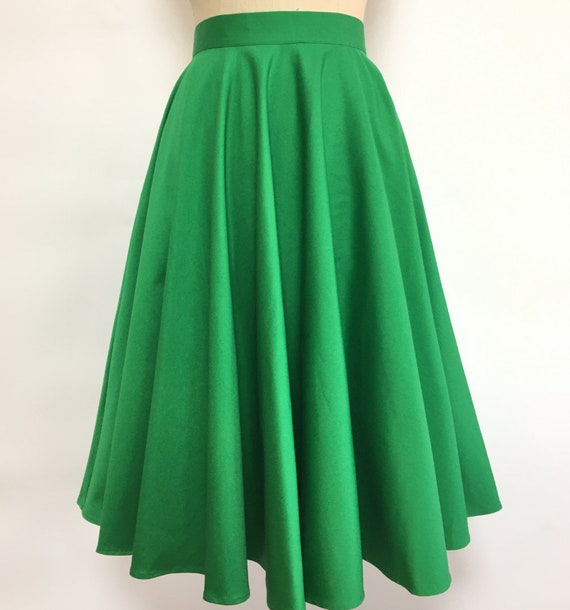 1950s High Quality Cotton Midi Full Circle Swing Skirt in Kelly Green With Pockets Betty 11 Etsy