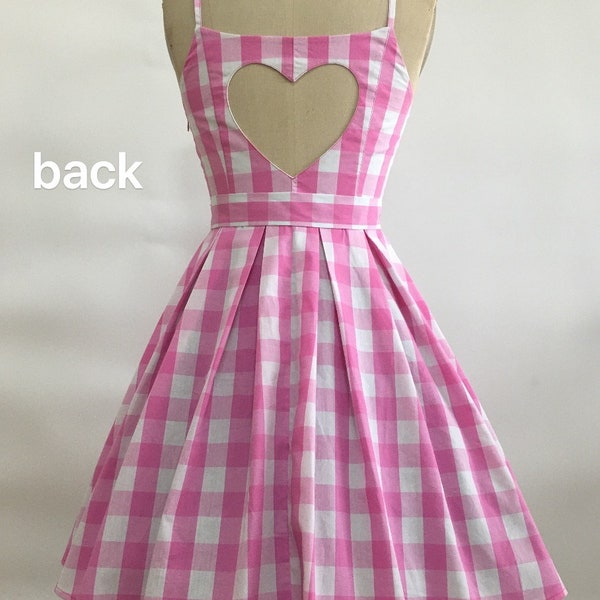 Robe vichy Bubblegum Checkers blanc rose expédition rapide