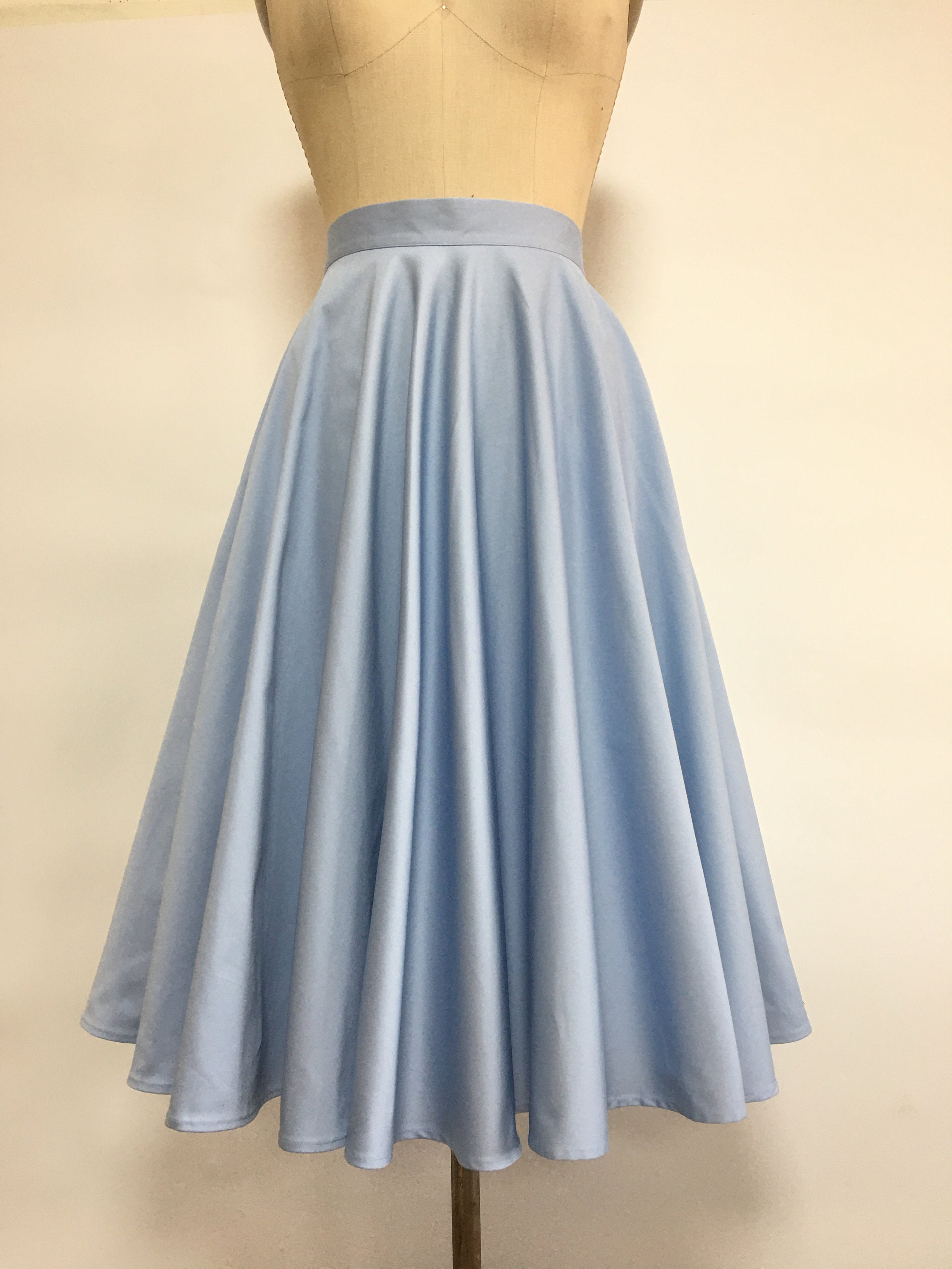1950s High Quality Cotton Midi Full Circle Swing Skirt in Baby Blue With Pockets Betty 161 Etsy