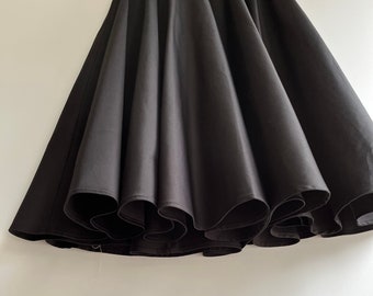 1950s  High Quality Cotton Midi Full Circle Swing skirt  with pockets in Black Custom made Betty