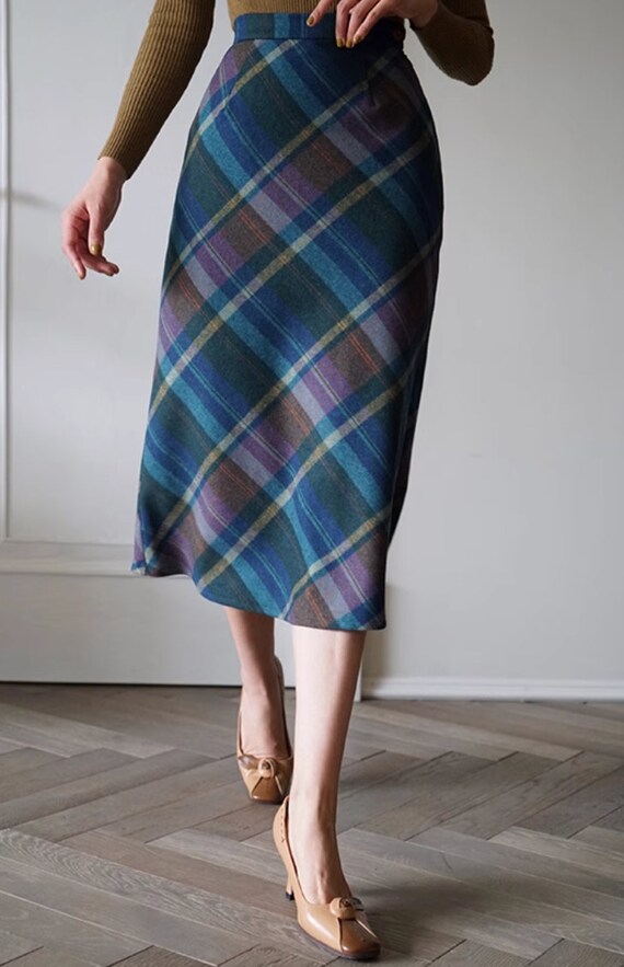 High Quality Wool Pencil Skirt in Blue Multi Color Kinsley Midi Skirt Etsy UK