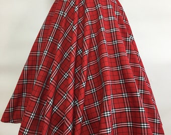 Tartan Plaid Skirt Christmas Skirt  Holiday Skirt Party Skirt  Swing Circle Skirt Betty