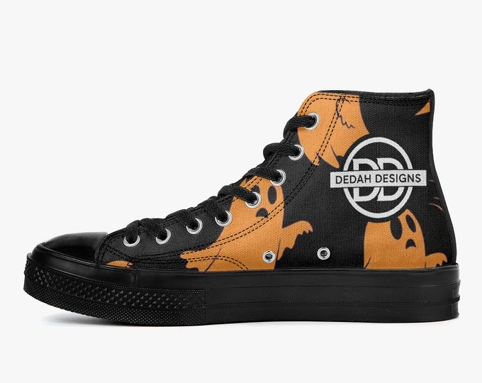 Featured listing image: Dedah 1046 Pick-A-Boo Ghost Canvas High-Top Sneakers – Unisex Streetwear Shoes |