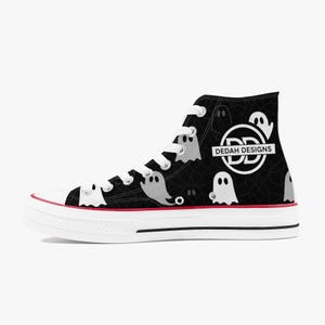 Dedah 1046 Weiß Freundlicher Geist Canvas High-Top Sneakers - Unisex Halloween Streetwear Schuhe