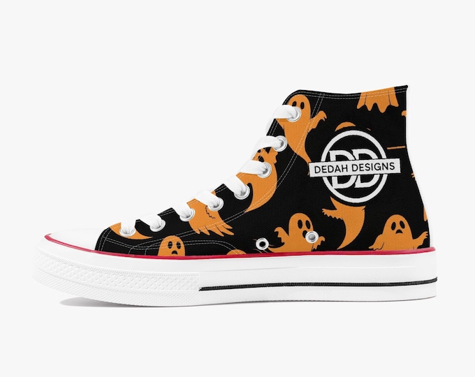Featured listing image: Dedah 1046 Orange Friendly Ghost Canvas High-Top Sneakers