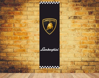 LAMBORGHINI Logo Banner Vinly, Garage Sing,Office or Showroom, Flag,Racing Poster,Auto Car Shop,Garage Decor,Motorsport.