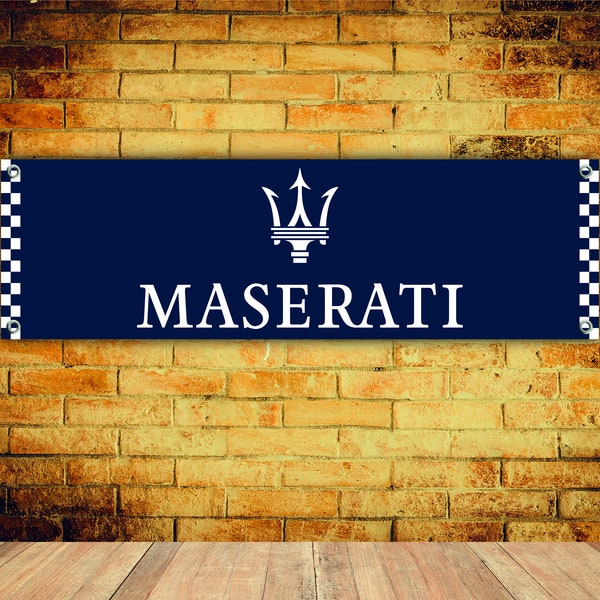 MASERATI Logo Banner Vinly, Garage Sing,Office or Showroom, Flag,Racing Poster,Auto Car Shop,Garage Decor,Motorsport.