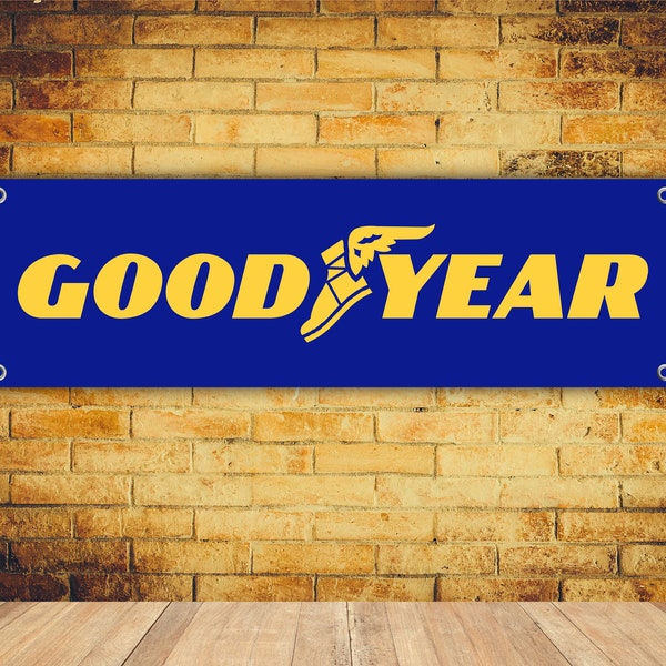 GOODYEAR Logo Banner Vinly, Garage Sing, Office o Showroom, Flag, Racing Poster, Auto Car Shop, Garage Decor, Motorsport.