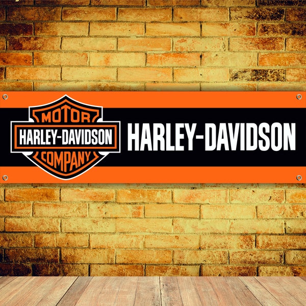 Harley-Davidson Logo Banner Vinly, Garage Sing, Büro oder Ausstellungsraum, Flagge, Rennplakat, Auto-Auto-Shop, Garagen-Dekor, Motorsport.