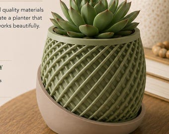 Modern Spiral Planter with Curved Saucer