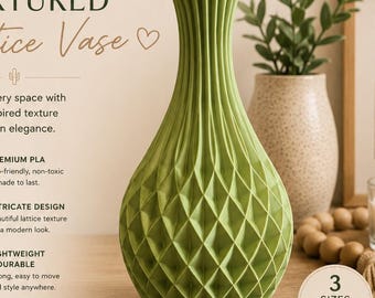 Modern 3D Printed Geometric Textured Vase | Custom Color Combinations | Available in 3 Sizes