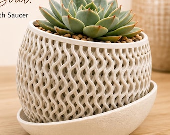 Wave Planter with Slanted Saucer