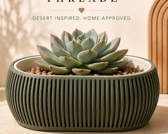 Ridge Oval 3D Printed Indoor Planter | Two-Tone Color Options Available