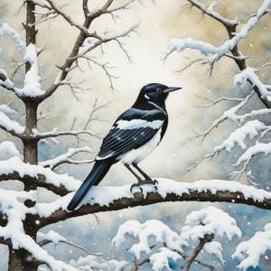 Hek Post ekster digitale kunst | Vogels clipart | 10 JPG's van hoge kwaliteit | Digitale download | Kunst | Gemengde techniek | Digitale papierambachten