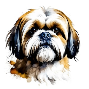 Shih Tzu Chien Art numérique | Chiens Clipart | 10 JPG de haute qualité | Téléchargement numérique | Art IA | Médias mixtes | Artisanat en papier numérique
