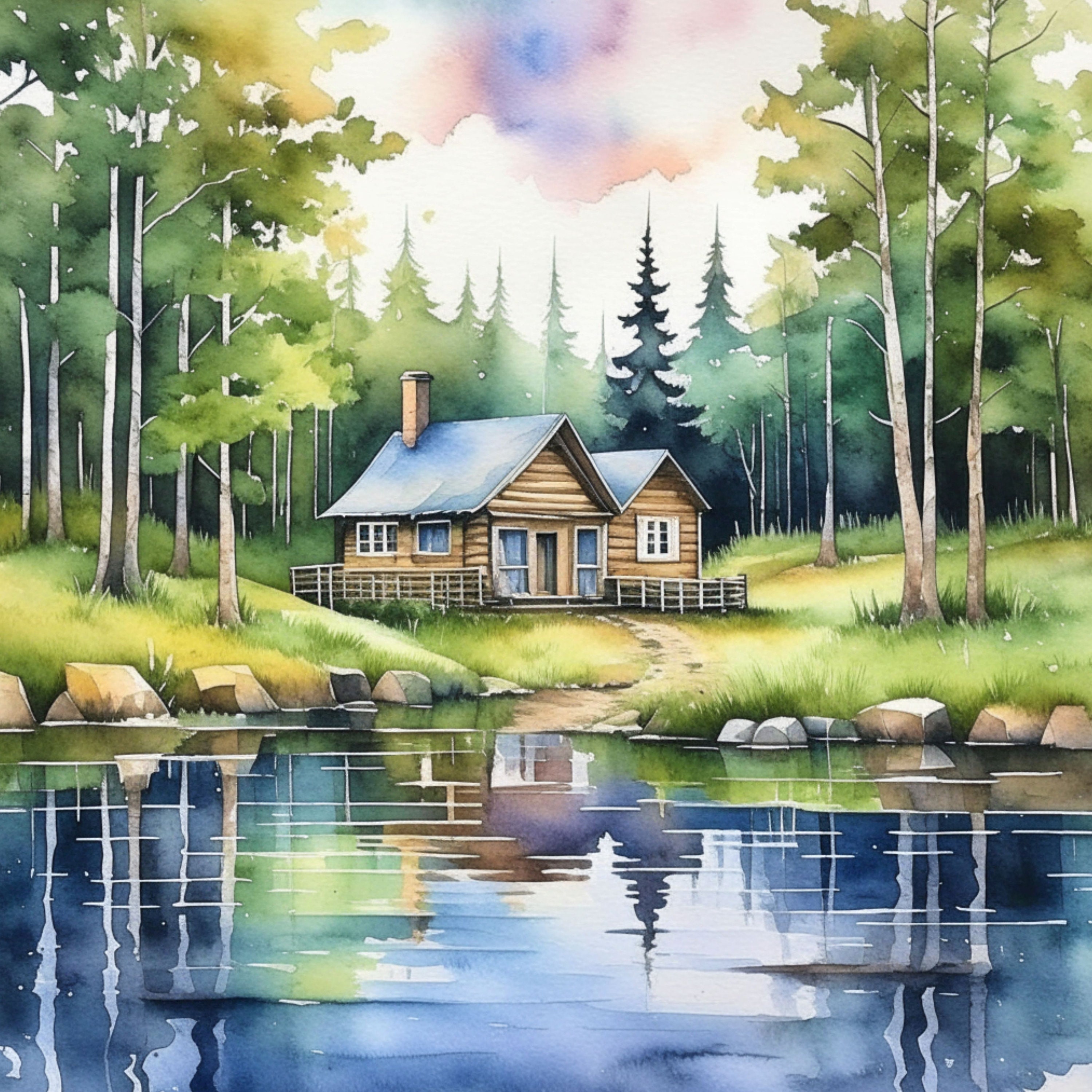 Image result for Cabin on a Lake Knife Digital Art | Cabins Clipart | 15 High Quality ...