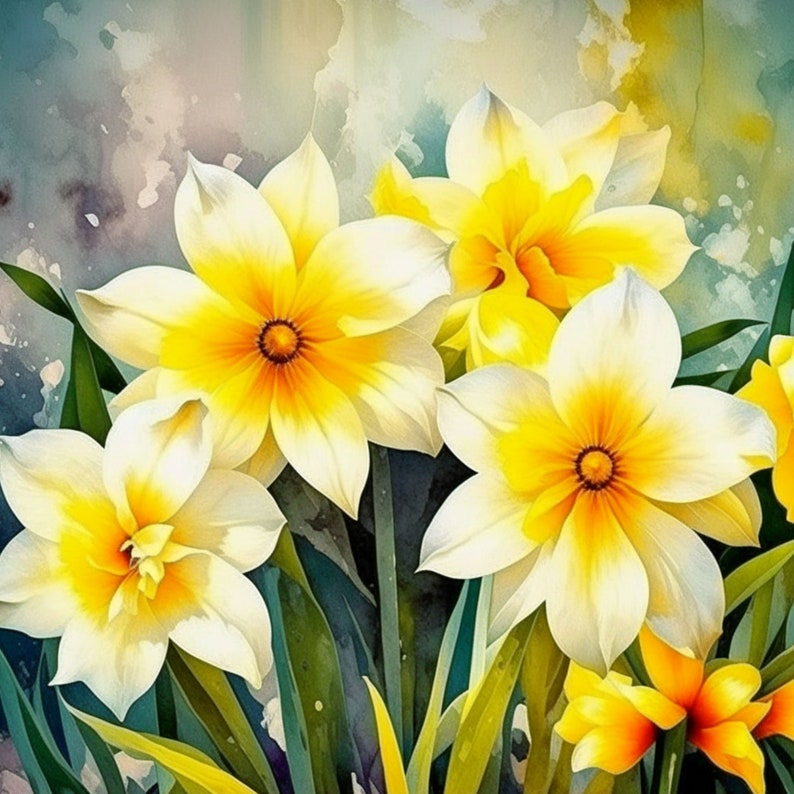 Daffodils Digital Art | Flowers Clipart | 15 High Quality Jpgs ...