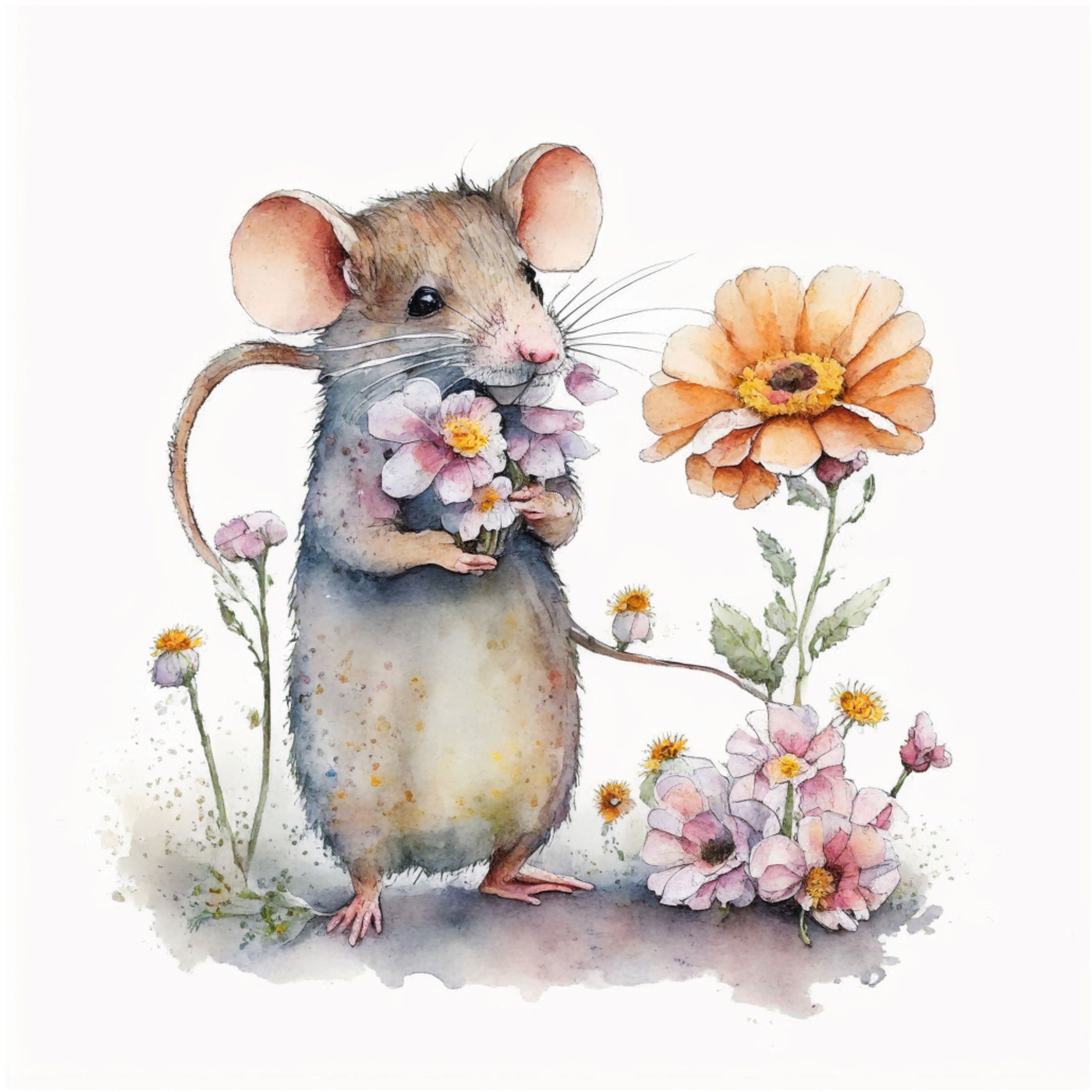Mouse With Flowers Digital Art Mice Clipart 10 High Quality Jpgs ...