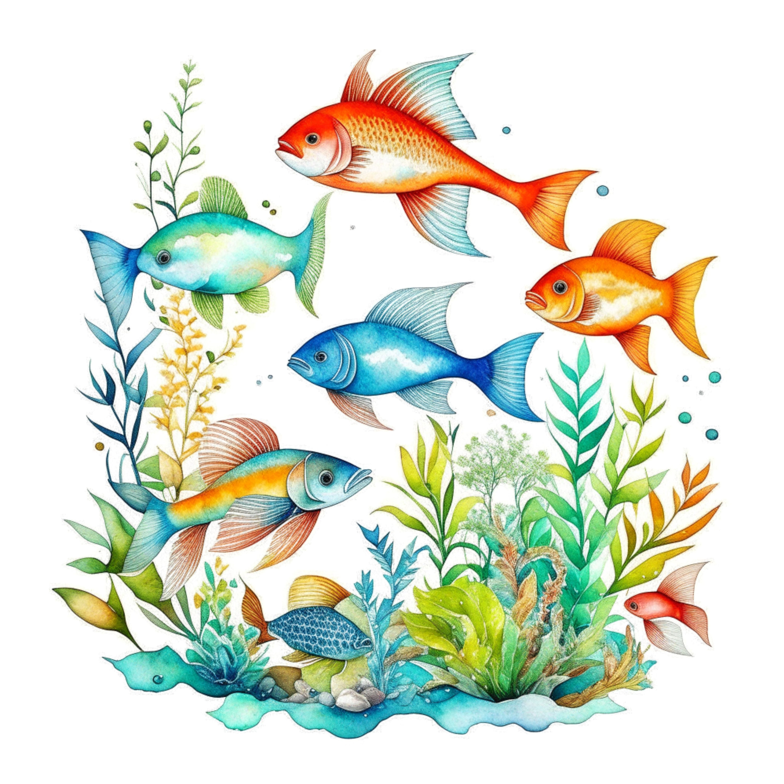 Fish Digital Art Underwater Life Clipart 10 High Quality Jpgs Digital ...