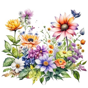 English Flower Garden Digital Art | Clipart | 15 High Quality JPGs | Digital Download | AI Art | Mixed Media | Digital Paper Crafts