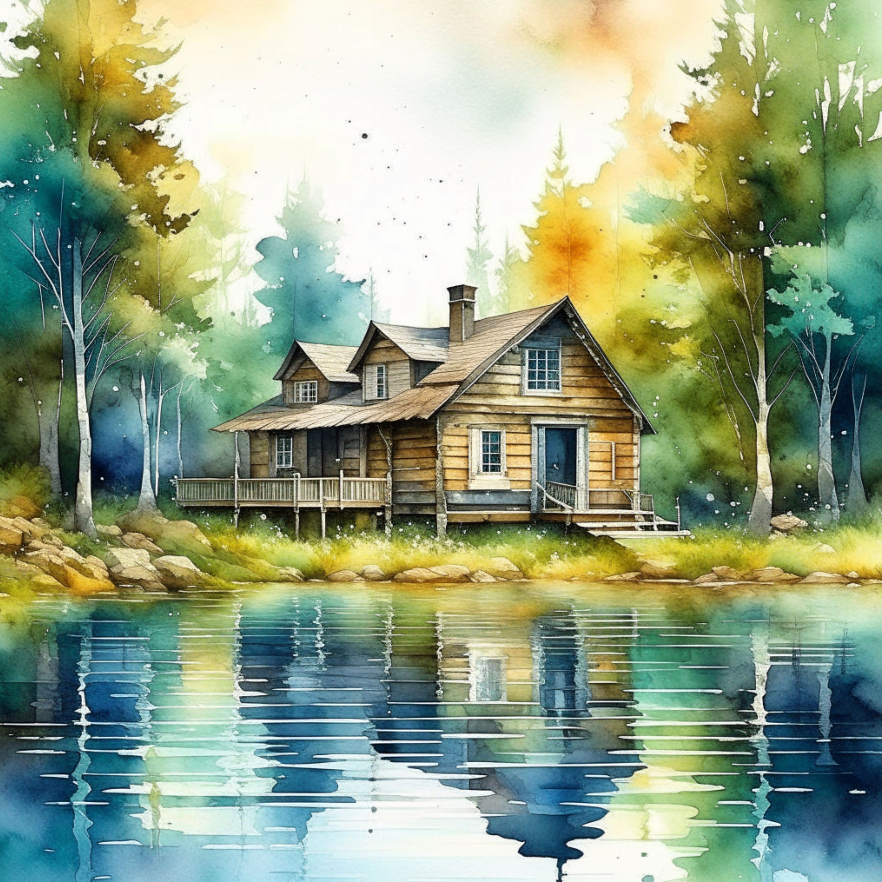 Image result for Cabin on a Lake Knife Digital Art | Cabins Clipart | 15 High Quality ...