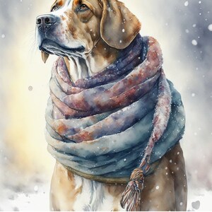 Honden die wintersjaal digitale kunst dragen | Hond clipart | 10 JPG's van hoge kwaliteit | Digitale download | AI-kunst | Gemengde techniek | Digitale papierambachten