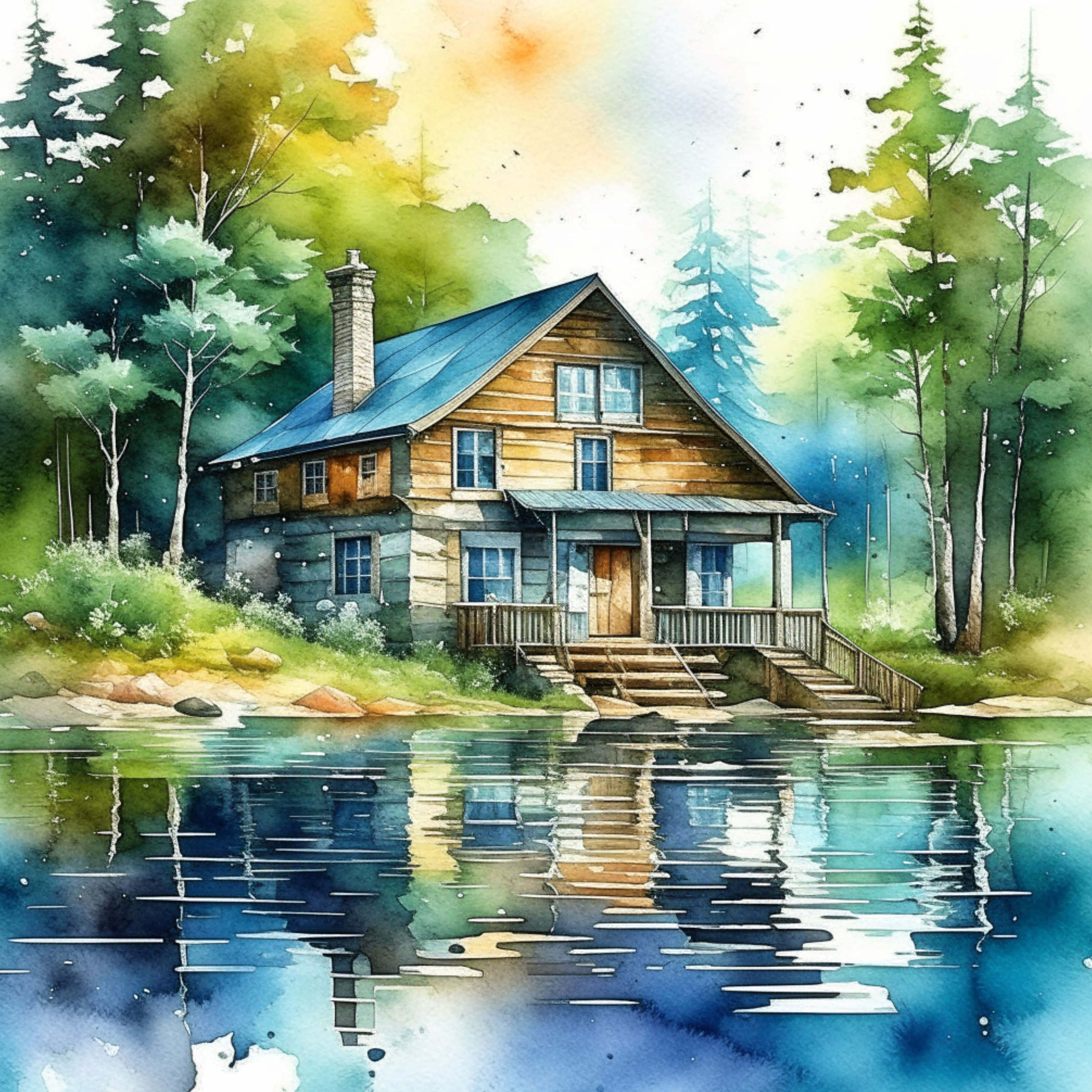 Image result for Cabin on a Lake Knife Digital Art | Cabins Clipart | 15 High Quality ...