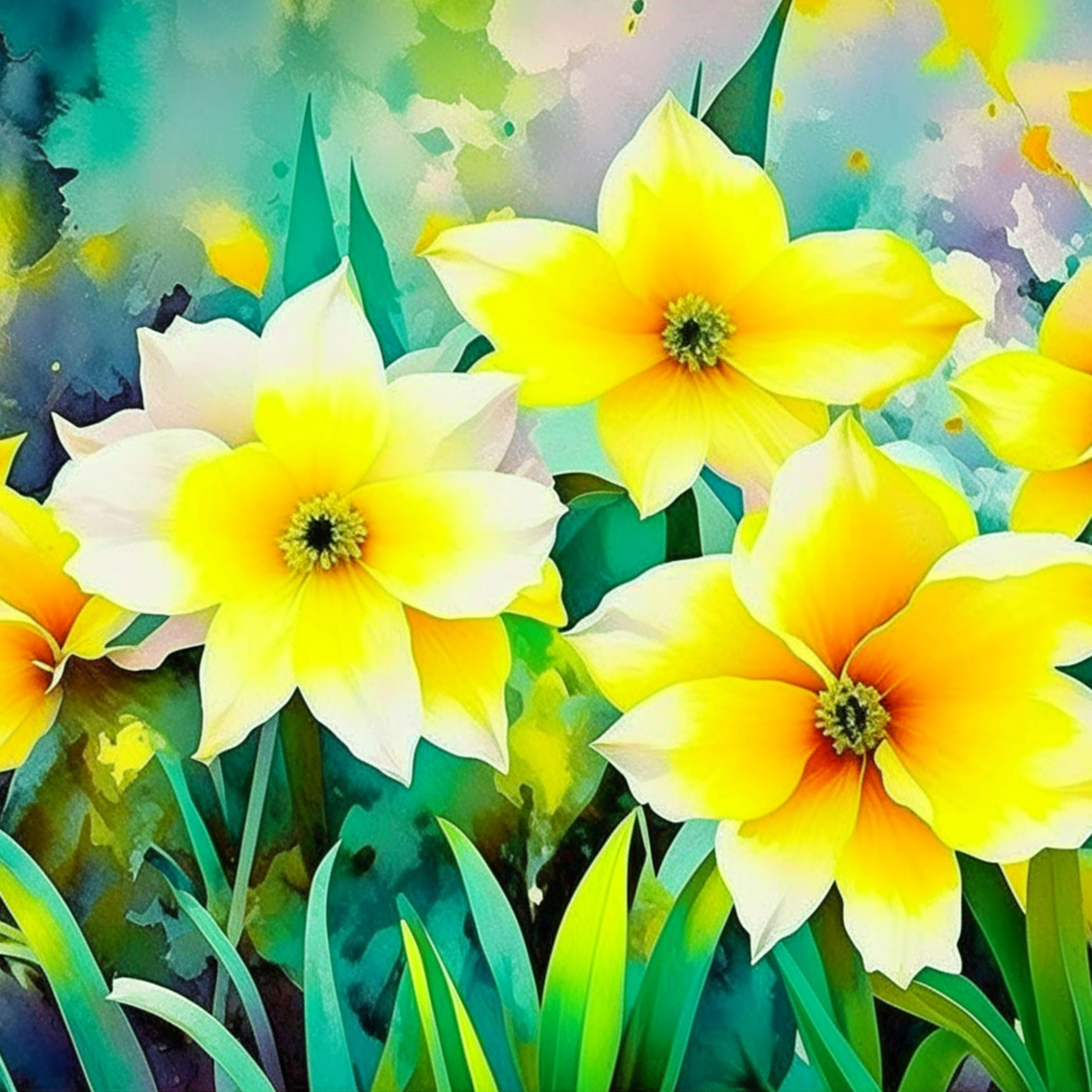 Daffodils Digital Art | Flowers Clipart | 15 High Quality Jpgs ...