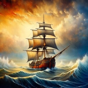 Arte digitale colorata barca a vela / Clipart barche / 10 JPG di alta qualità / Download digitale / Arte AI / Supporti misti / Mestieri di carta digitale