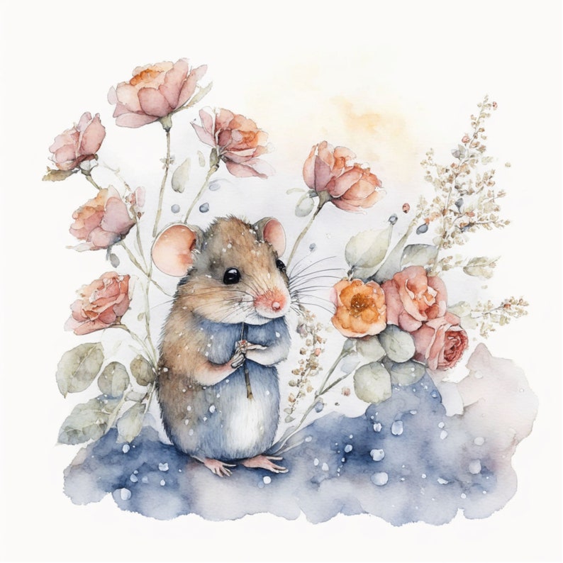 Mouse With Flowers Digital Art Mice Clipart 10 High Quality Jpgs ...