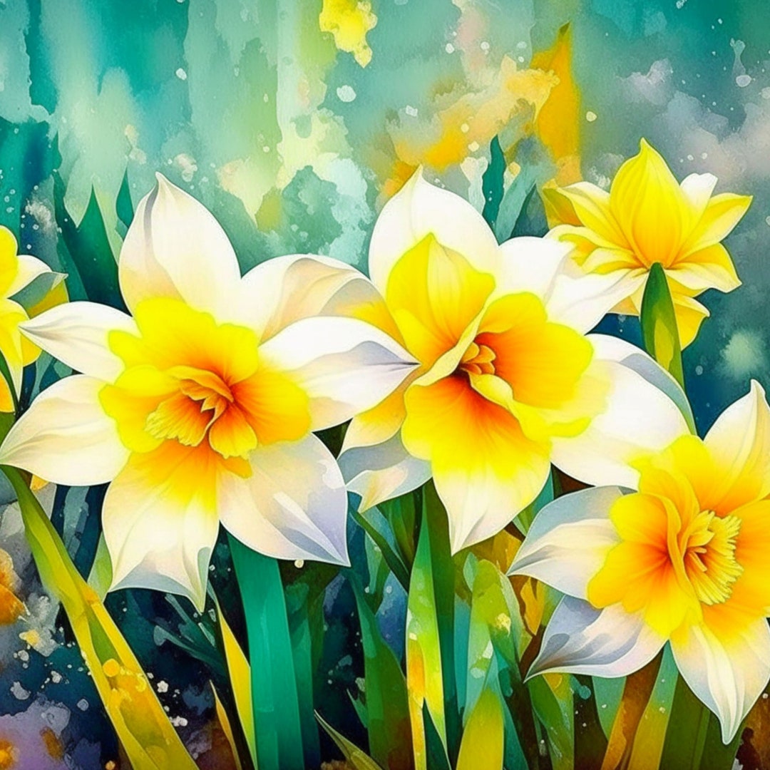 Daffodils Digital Art | Flowers Clipart | 15 High Quality Jpgs ...