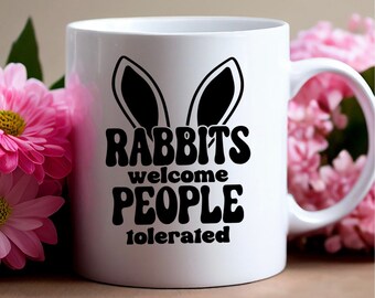 Les lapins acceptent les personnes tolérées | Tasse lapin| Cadeau|Tasse lapin| cadeau lapin