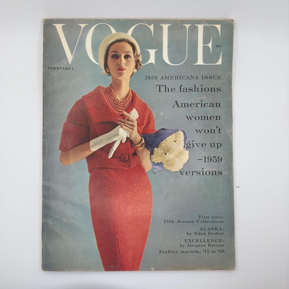 Vintage Vogue Magazine February 1959: Karen Radkai Cover