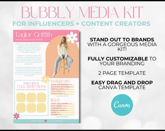 Plantilla de kit de prensa para influencers / Diseño personalizable en Canva