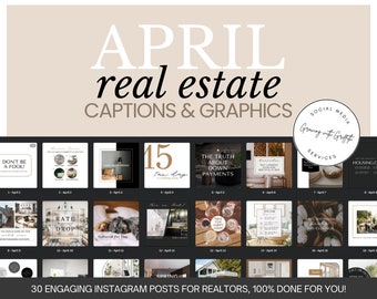 Publicaciones en redes sociales para el sector inmobiliario en abril / Marketing para agentes inmobiliarios (Plantilla editable en Canvas)