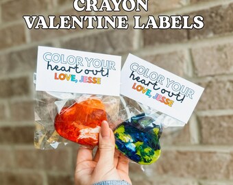 Etiqueta de San Valentín con crayones