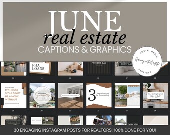 Publicaciones en redes sociales para el sector inmobiliario en junio / Plantillas de Canva (PDF)