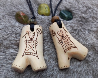 Sami sjamaan houten ketting, Y-vormig, spirituele charme, taxus