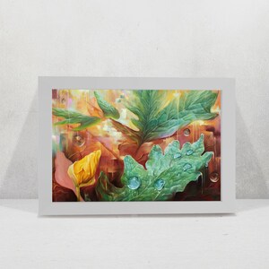 Morning Dew // Giclee Art Print // Fine Art Print // Nature Flower // Art for Home // Abstract Realistic // Waterdrops Outdoors Leaves