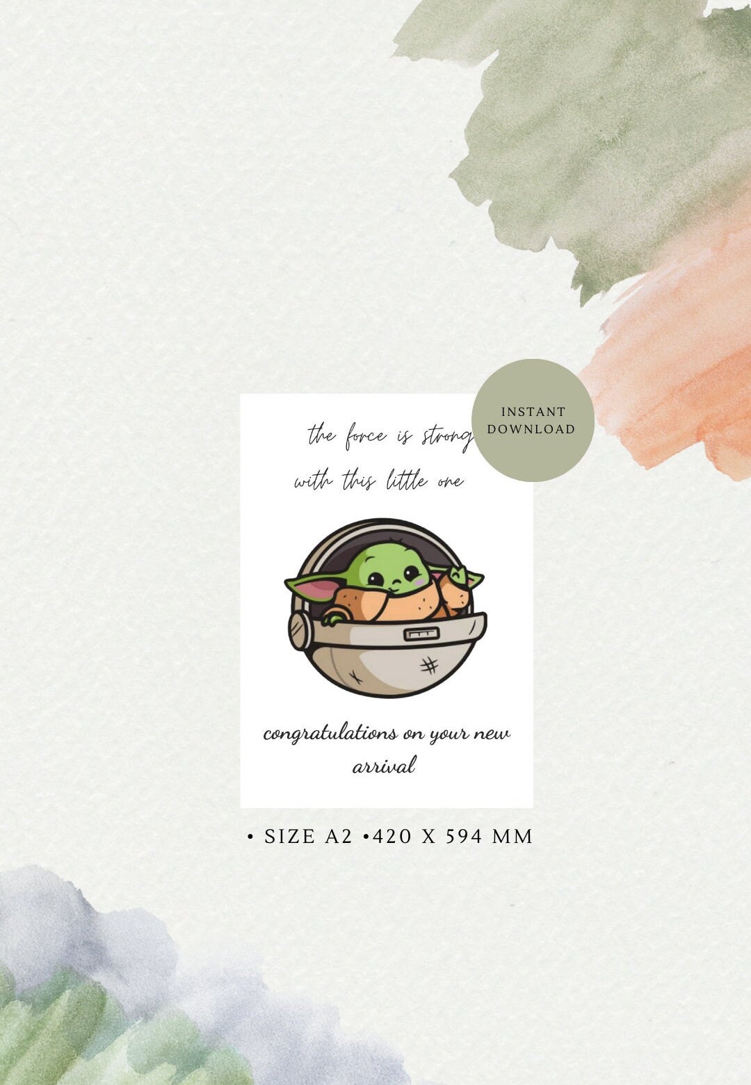 Baby Yoda Congratulations on Your New Arrival Art,yoda Art Printable